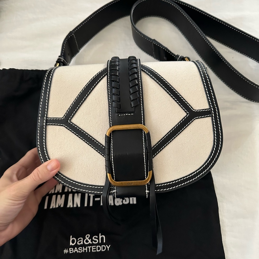 ba&sh Leather Linen Teddy Crossbody Bag - Picture 6 of 13